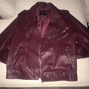 Leather burgundy leather jacket